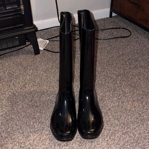 Time and Tru Glossy Black Women's Rain Boots
